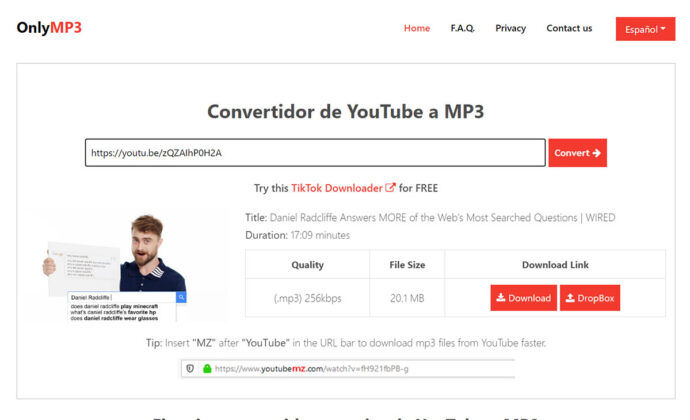 Convertir video de YouTube en MP3