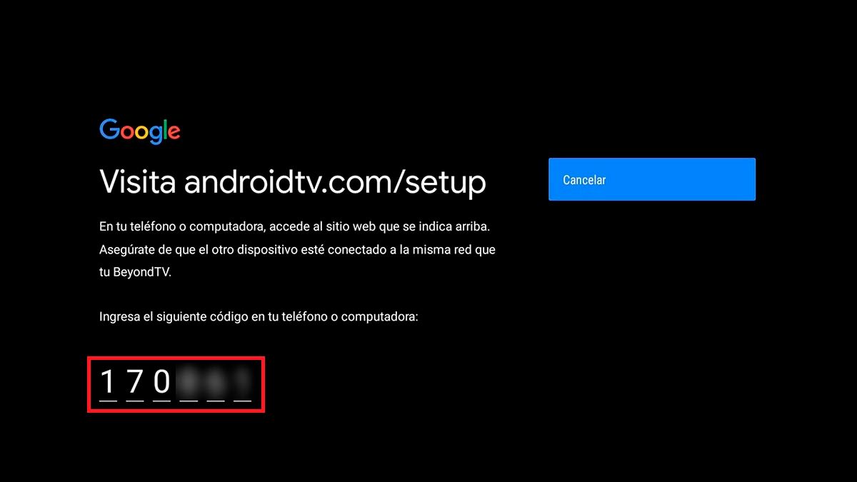 Copiar codigo Google Android TV