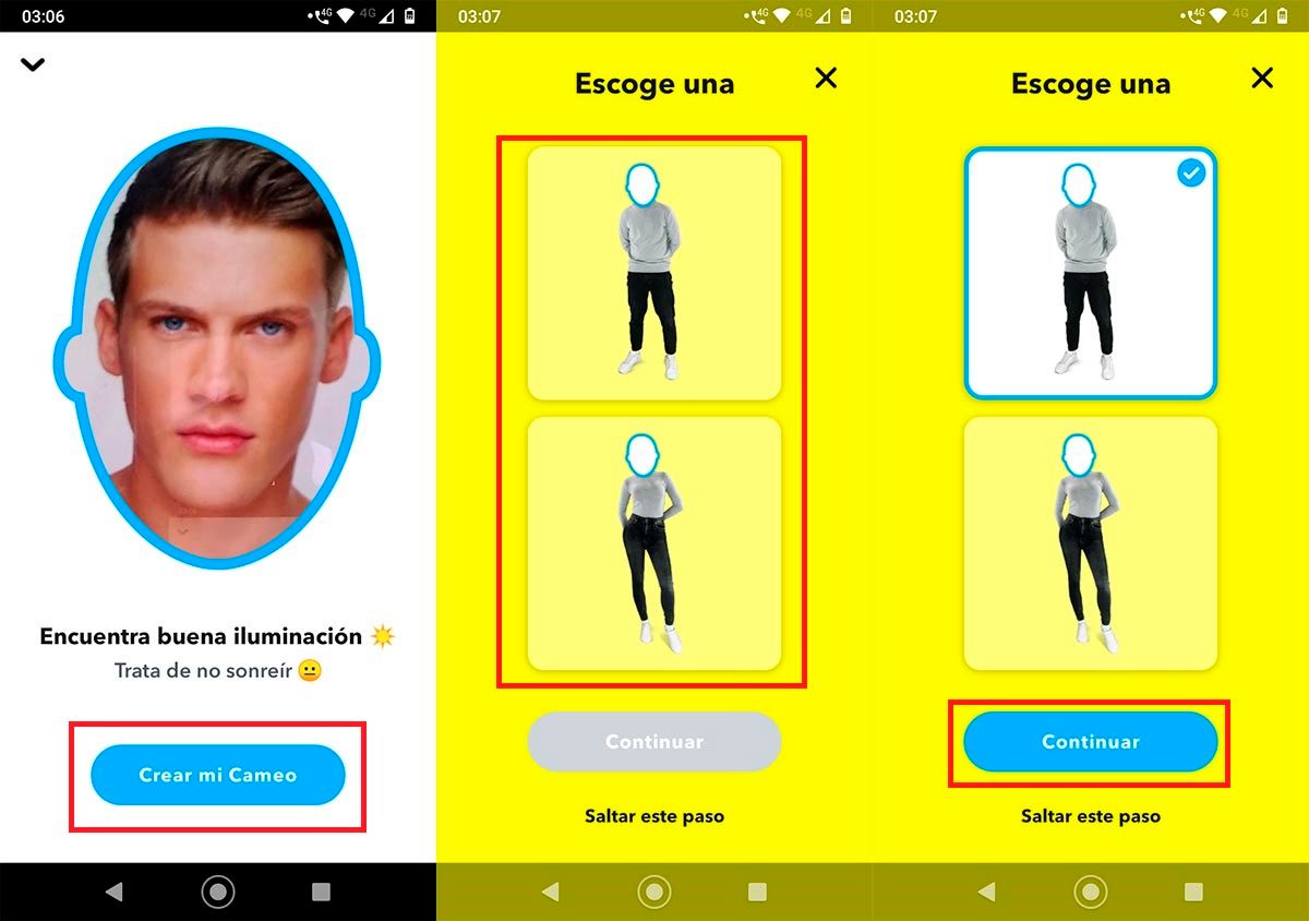 Crear Cameo en Snapchat