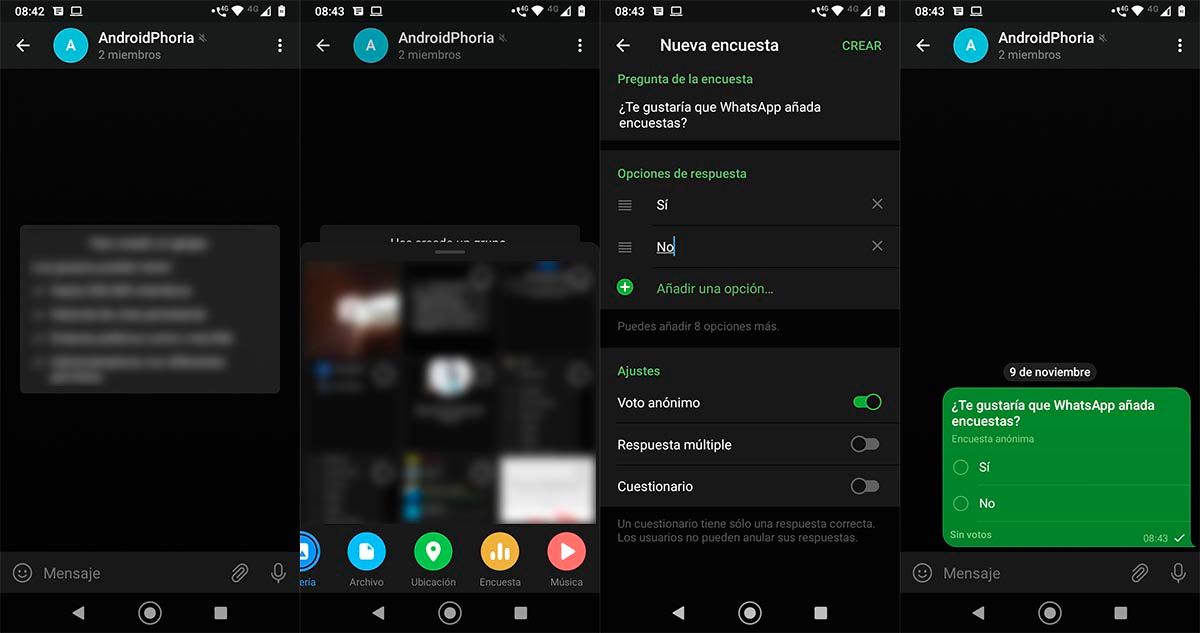 Crear encuesta Telegram funcion WhatsApp