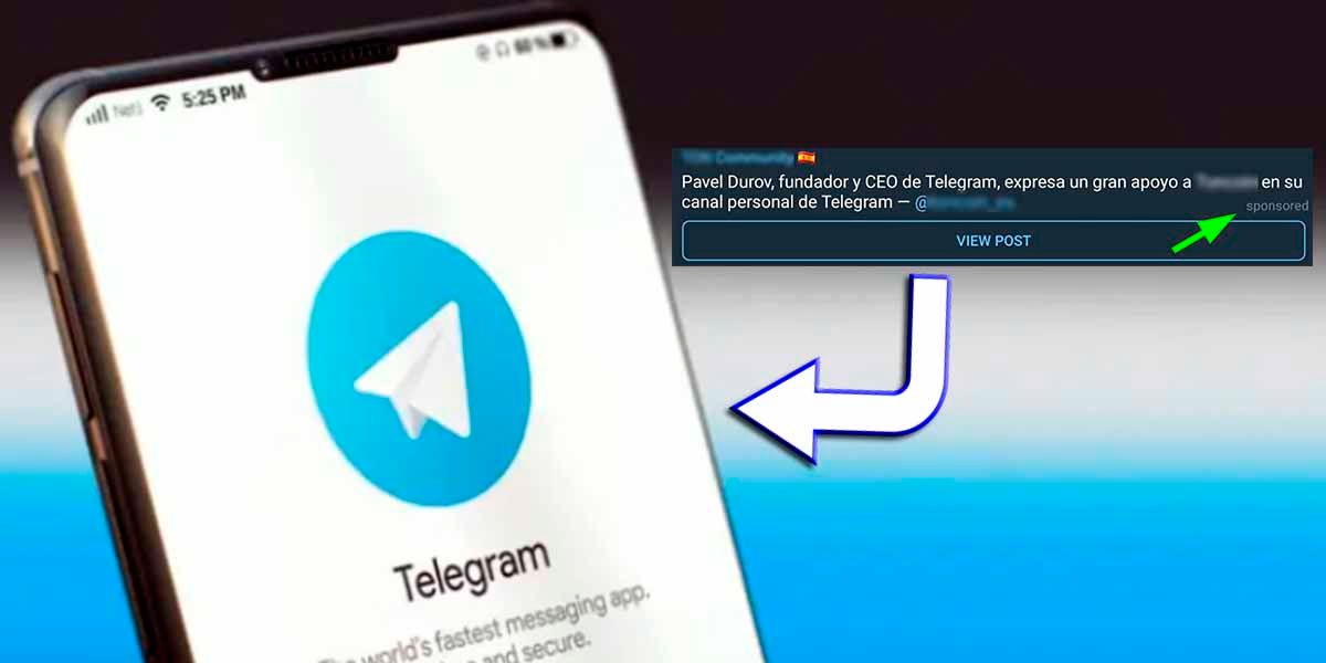 Cuidado mensajes patrocinados canales Telegram