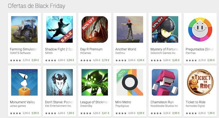 Descuentos en apps y juegos en Play Store por el Black Friday