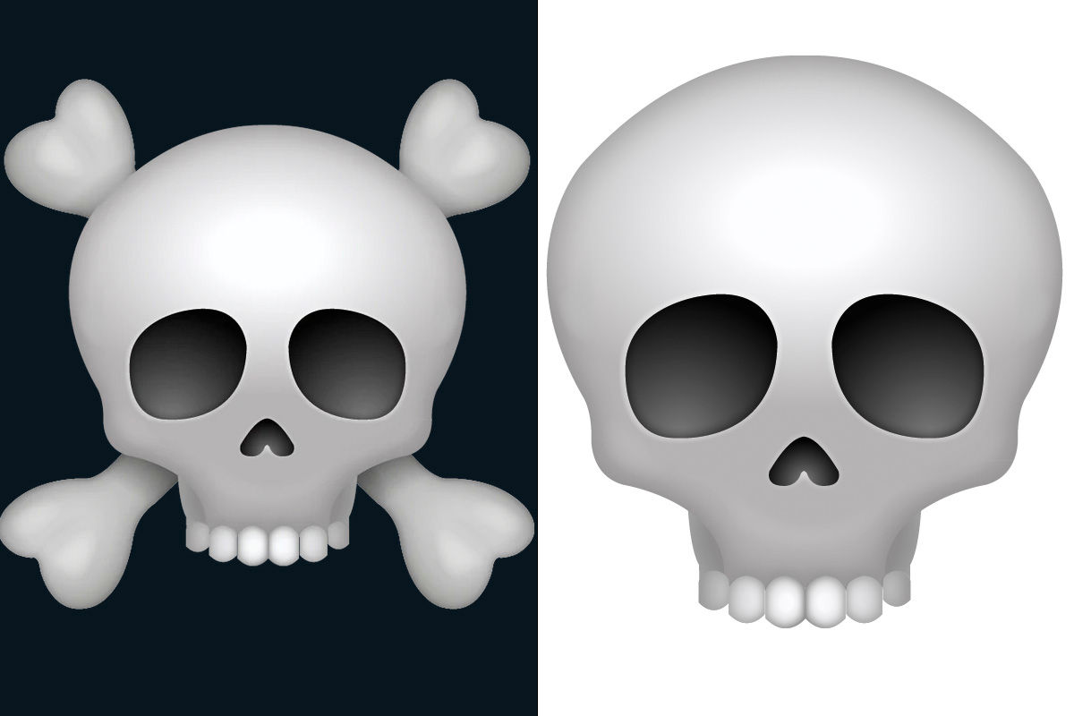 Diferencias entre el emoji de calavera regular y la calavera con huesos cruzados 