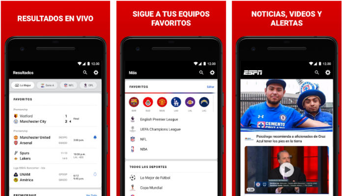 ESPN, apps deportivas para android