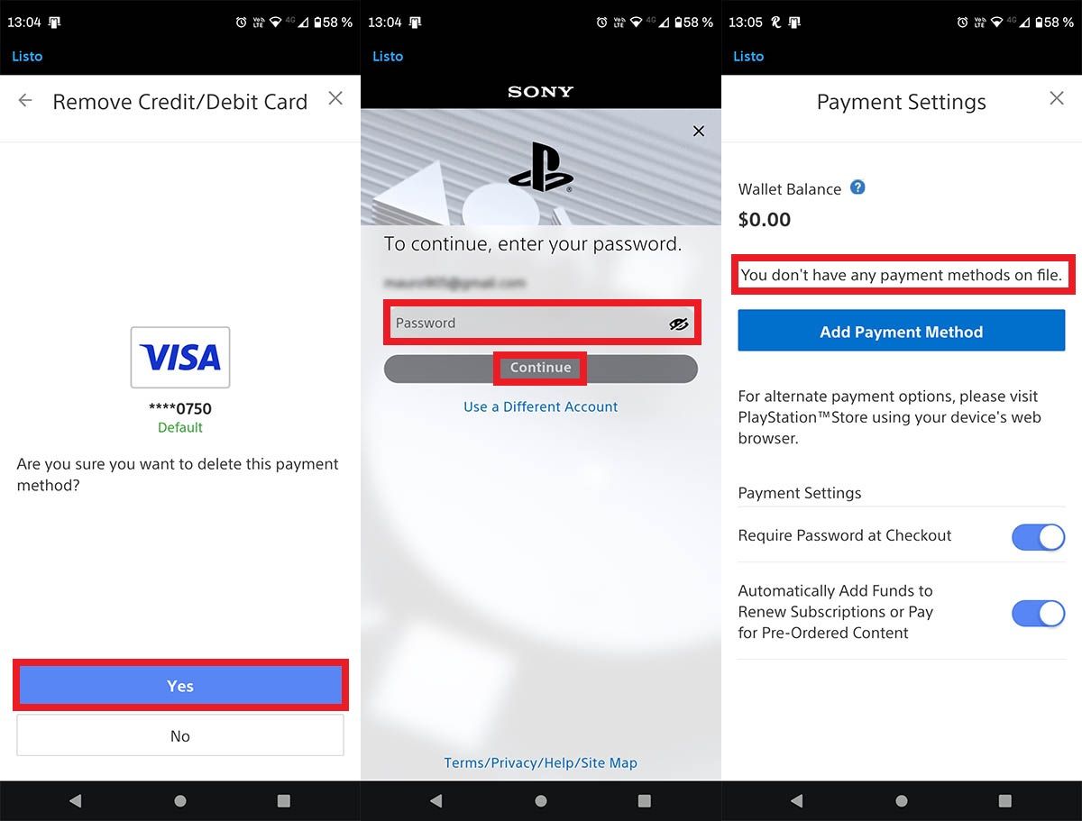 Eliminar tarjeta de credito o debito de PS4 y PS5