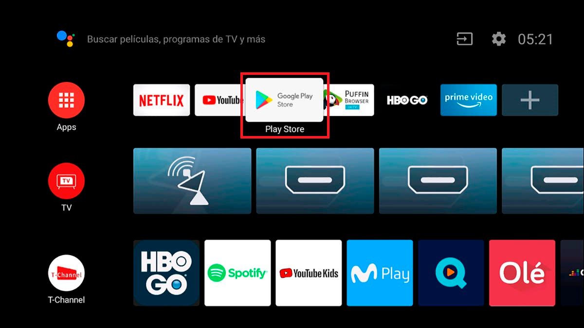 Entrar Google Play Store Android TV