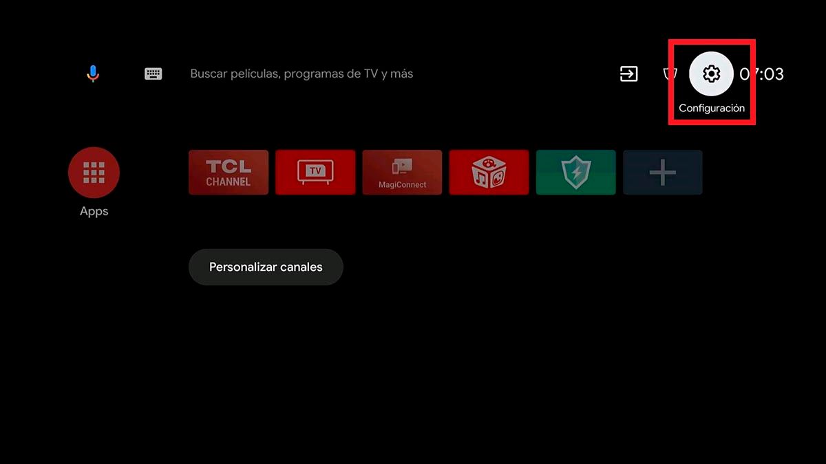 Entrar en configuracion Android TV