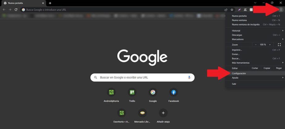 Entrar en la configuracion de Chrome para PC