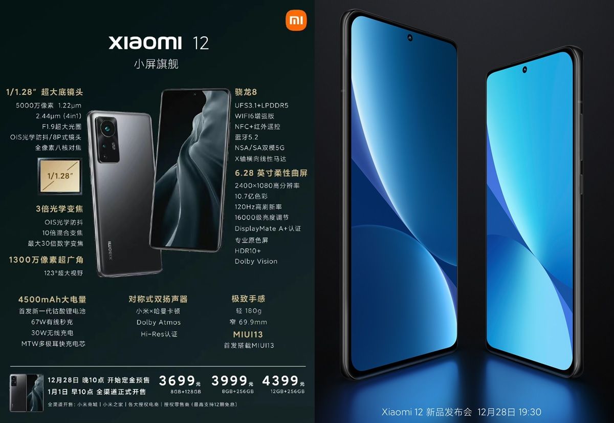 Especificaciones y caracteristicas del Xiaomi 12