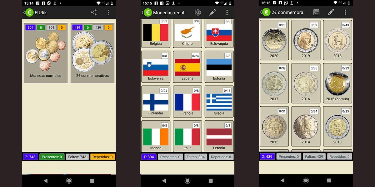 Eurik aplicación para coleccionar monedas