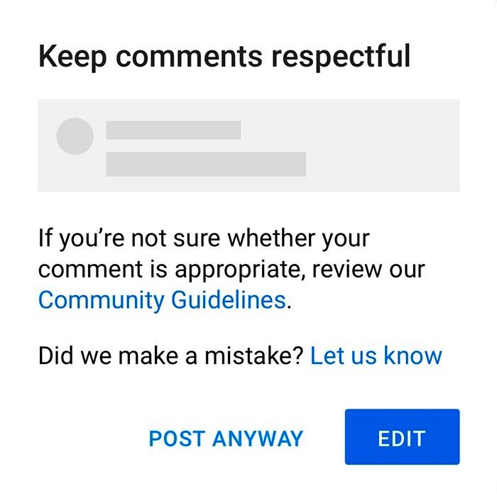 Filtro de comentarios de odio YouTube