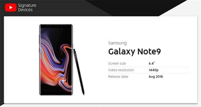 Galaxy Note 9 signature device