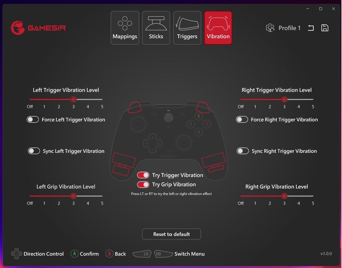 GameSir Nexus vibracion