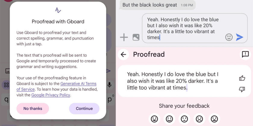 GBoard añade corrección con IA para eliminar tus errores gramaticales