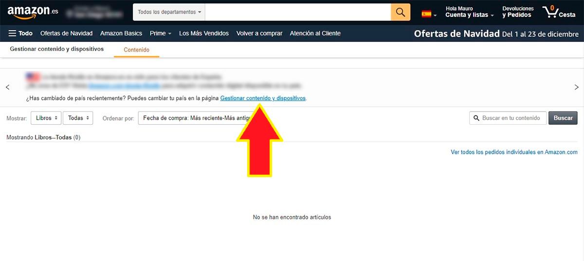 Gestionar contenido y dispositivos Amazon