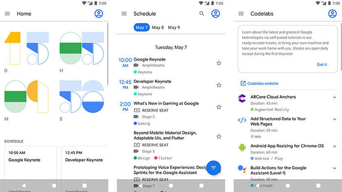 Google I O 2019 app para Android