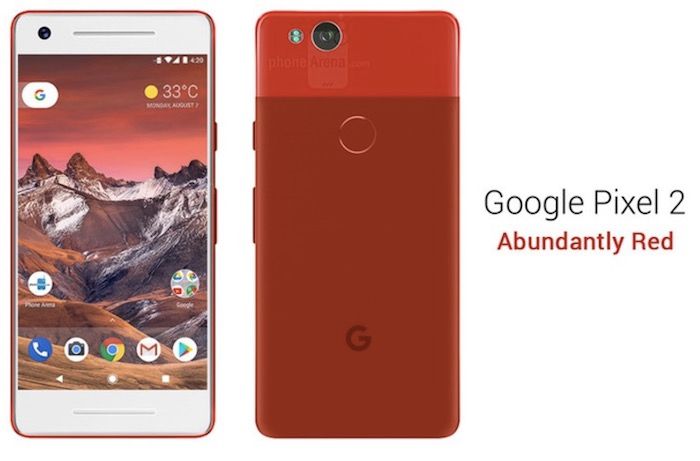 Google Pixel 2 en blanco y rojo