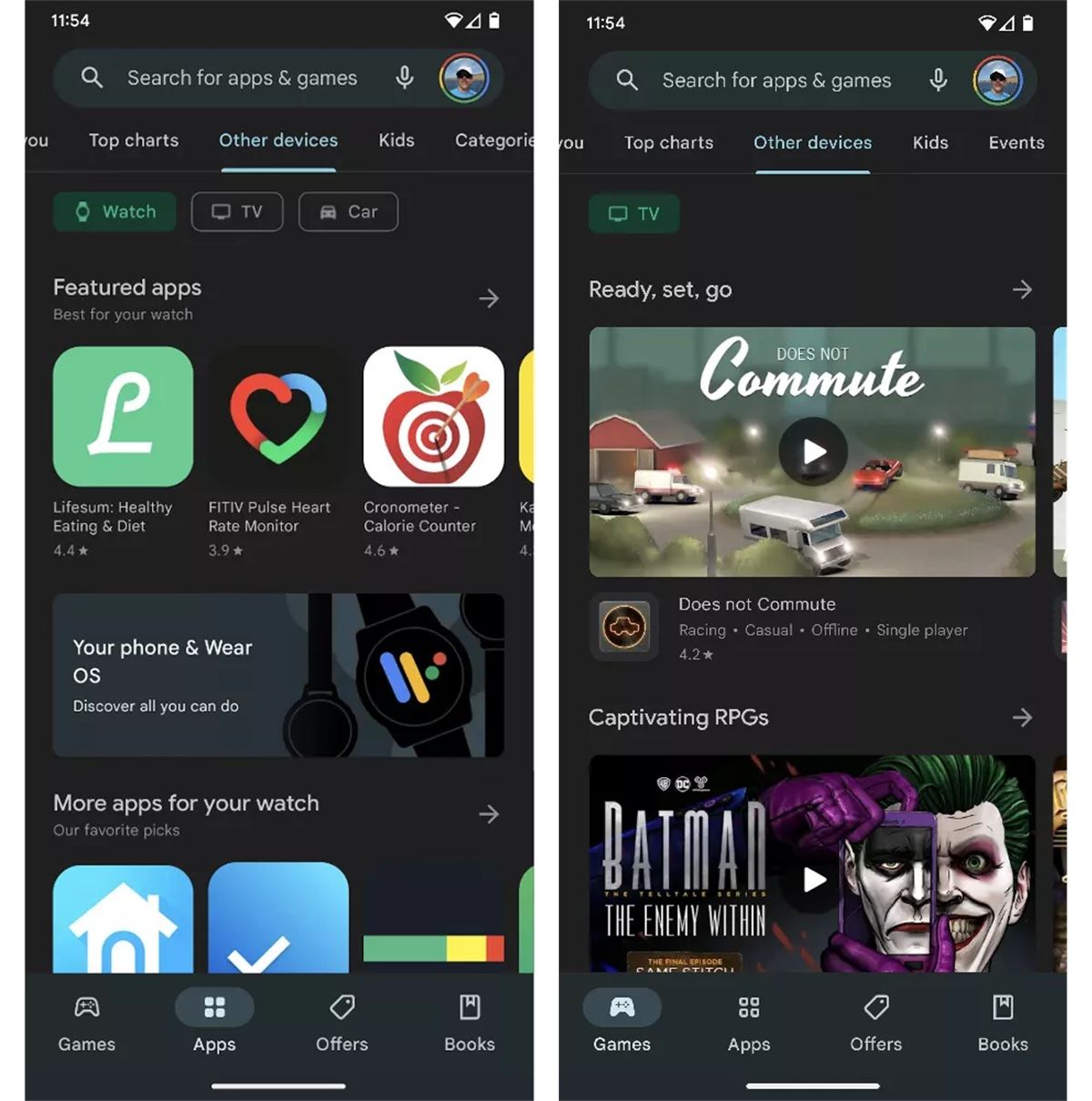 Google Play apps para otros dispositivos