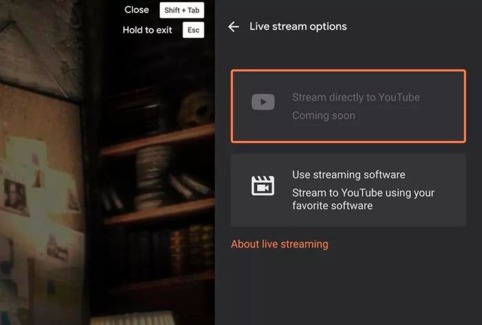 Google Stadia permite hacer streaming en YouTube