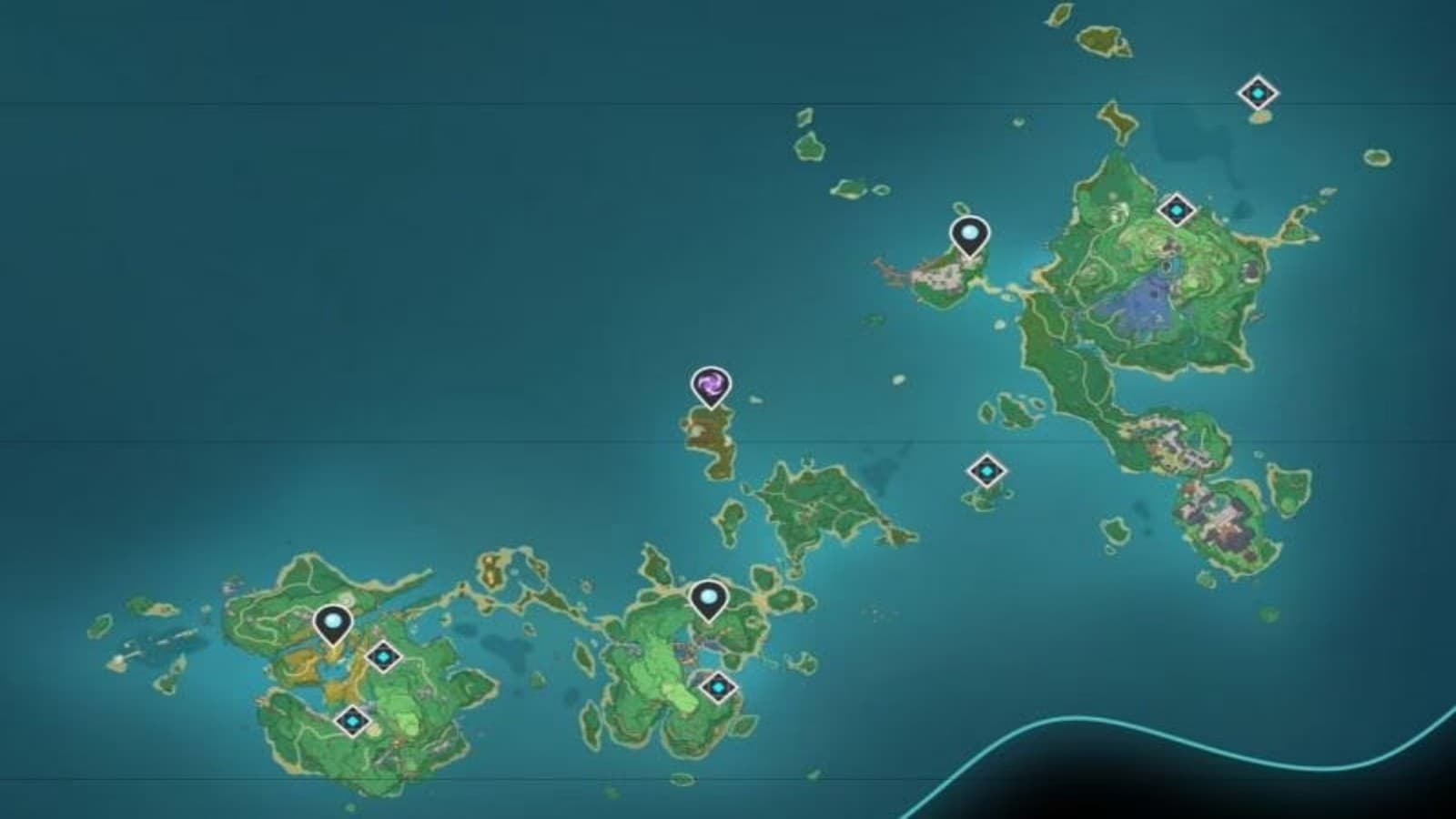 Mapa de la nueva región de Inazuma en Genshin Impact