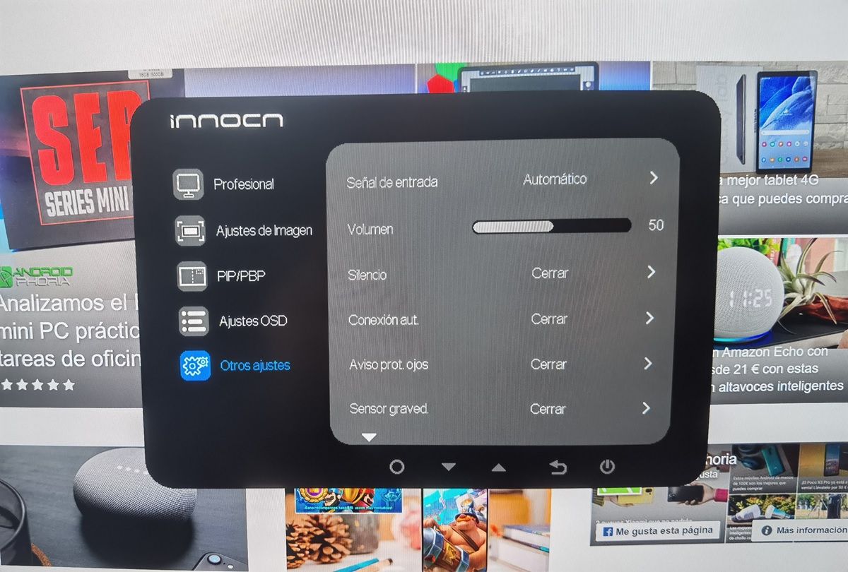 INNOCN 27C1U menu de ajustes