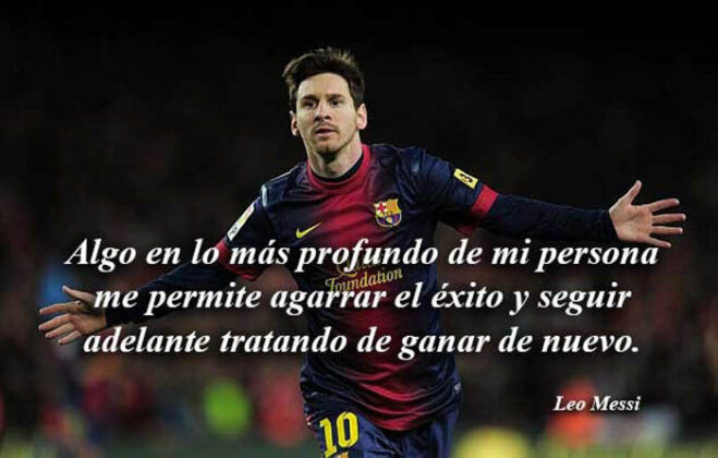 Imagen de futbol con frase de Messi