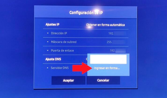 Ingresar DNS manualmente en Smart TV Samsung