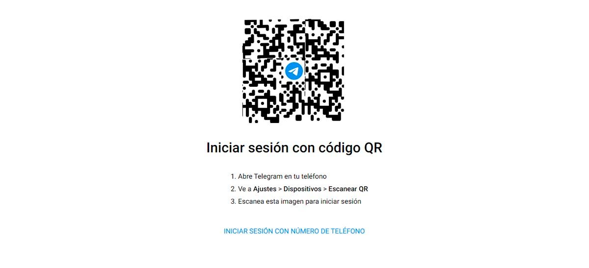 Iniciar sesion con codigo QR Telegram Web