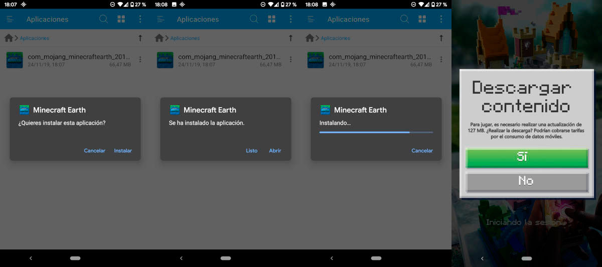 solucion instalar Minecraft Earth moviles android no compatibles