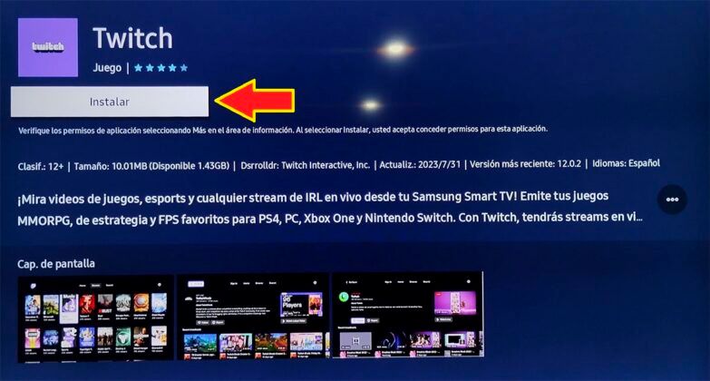 Instalar app de Twitch en Smart TV Samsung