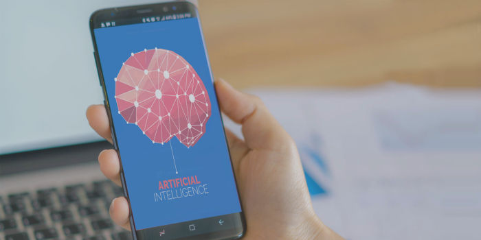 Inteligencia artificial Android telefono azul