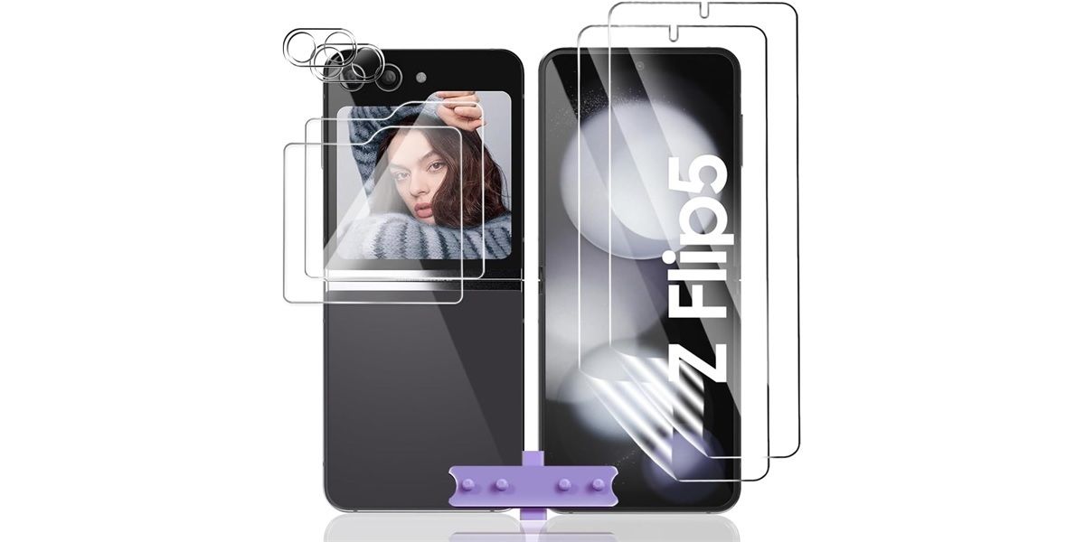Kit completo de vidrio templado de Jewloofa para el Galaxy Z Flip 5