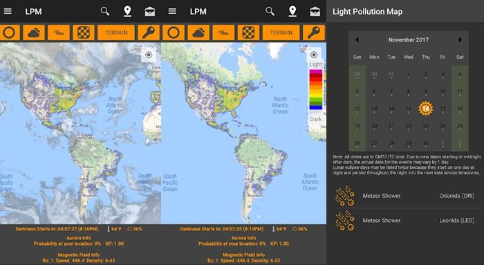Light Pollution Map app