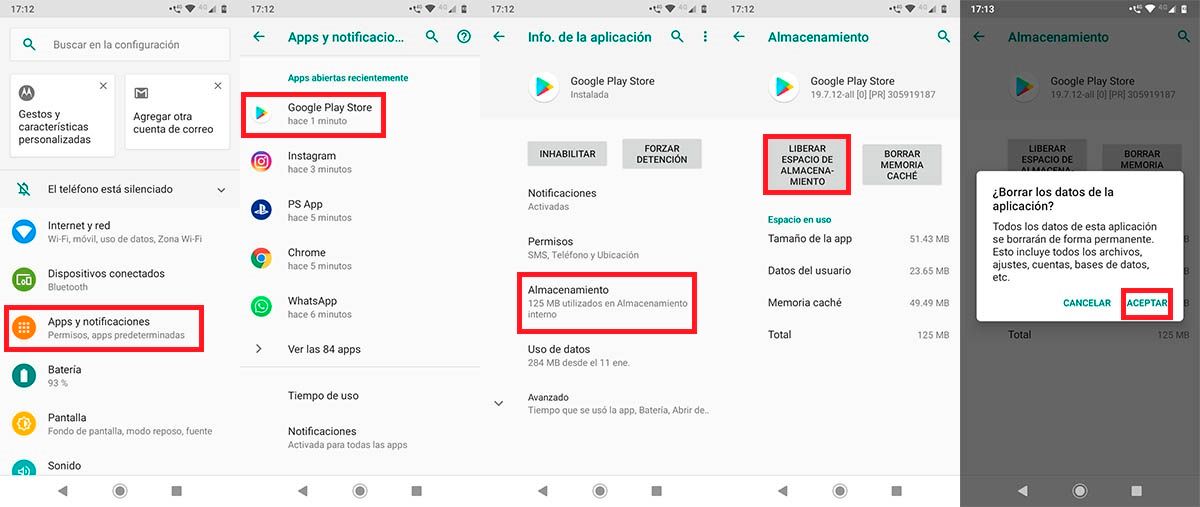 Limpiar cache Google Play Store