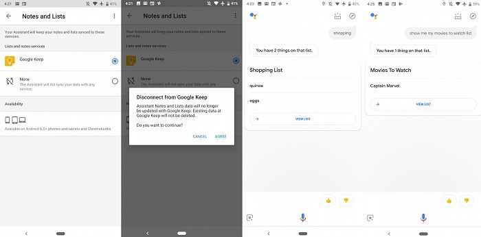 Lista de compras de Google Keep desde Google Assistant