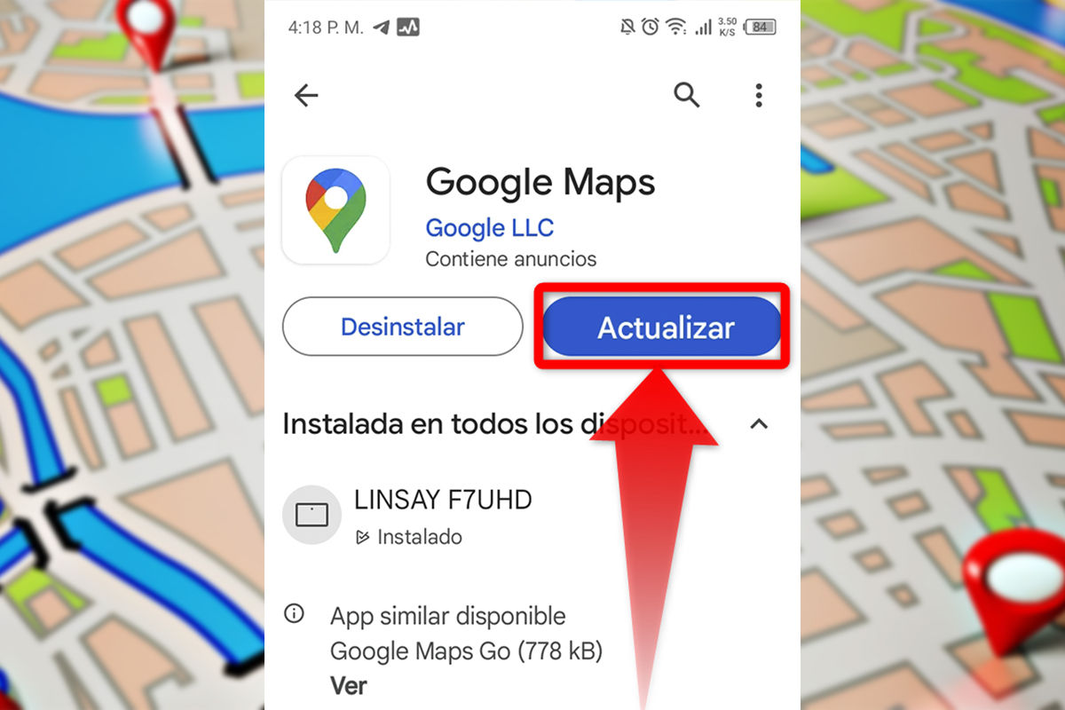 Mantén la aplicación de Google Maps actualizada