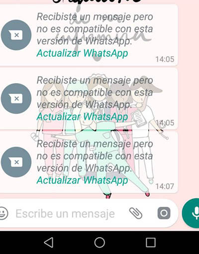 Mensaje no compatible en WhatsApp