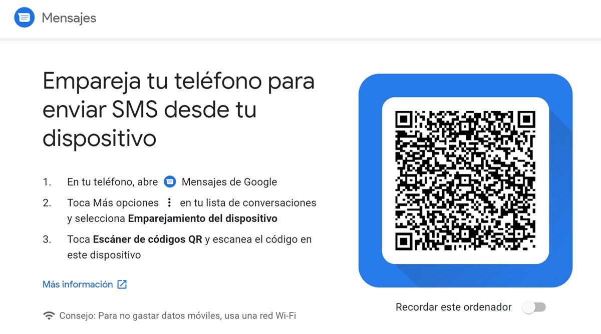 Mensajes de Google para recibir los SMS del movil en tu MacBook