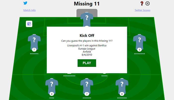 Missing 11 Wordle de futbol