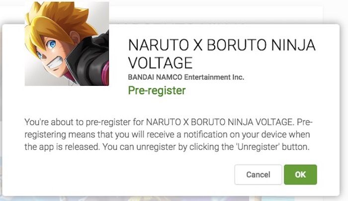 Naruto x Boruto pre registro