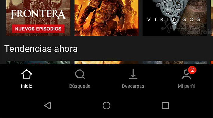 Netflix Android barra navegacion inferior
