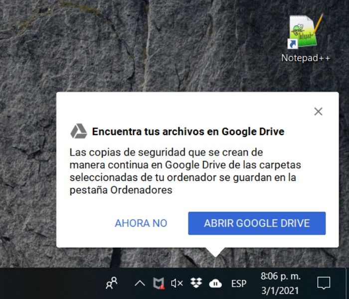 Notificación de Google Drive