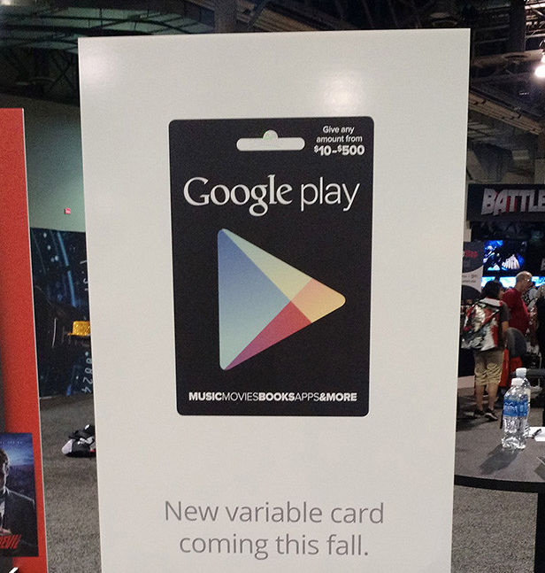 Nueva tarjeta de regalo de Google Play con el importe que elijas