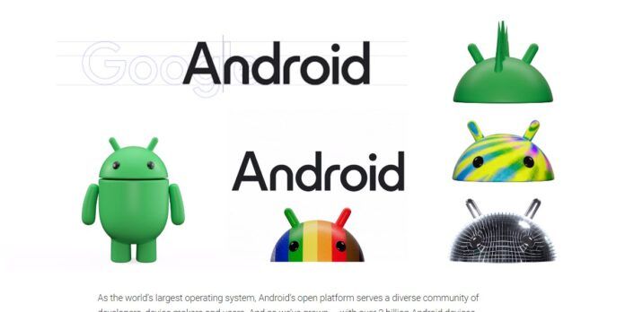 Nuevo logo de Android un robot 3D y un nombre con mayuscula inicial