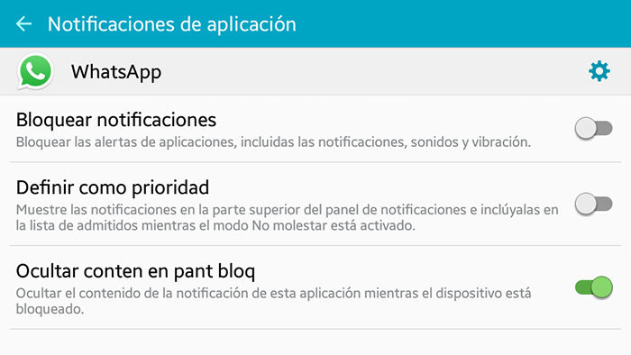 Ocultar notificaciones WhatsApp pantalla de bloqueo Android Paso 5