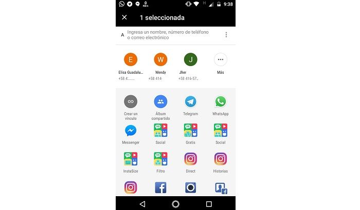 Opción de compartir en Android