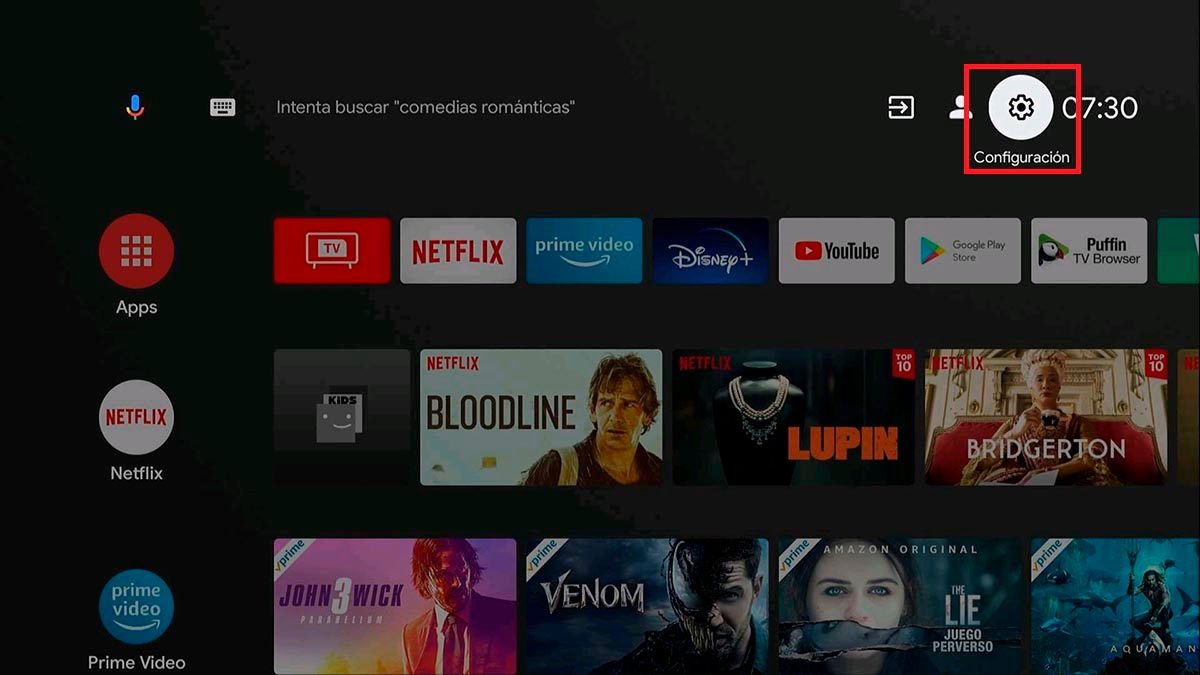 Opciones de Android TV
