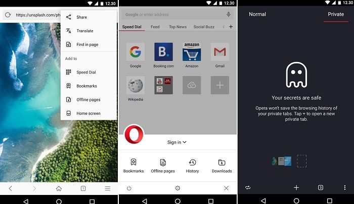 Opera app navegador para Android