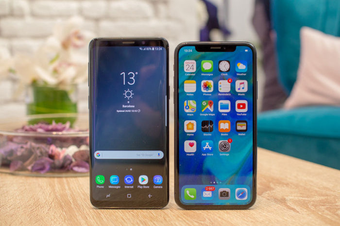 Pantalla Galaxy S9 y S9+ vs iPhone X