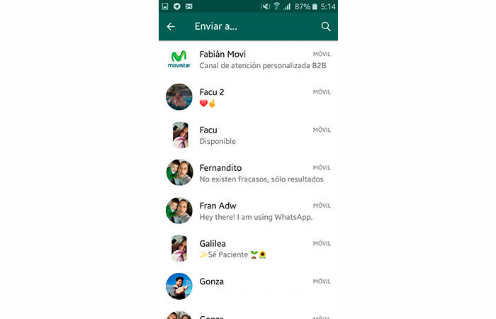 Paso 4 WhatsApp compartir Contactos